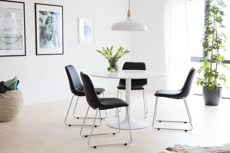 Ibiza Spisebord 110 cm Rundt - Hvit - Møbler - Bord - Spisebord & kjøkkenbord