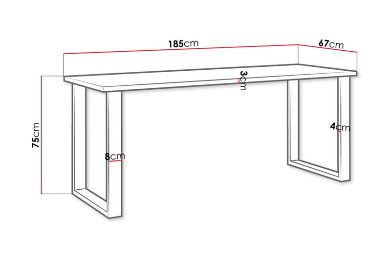 Imper Spisebord 185 cm - svart/Eik - Møbler - Bord - Spisebord & kjøkkenbord
