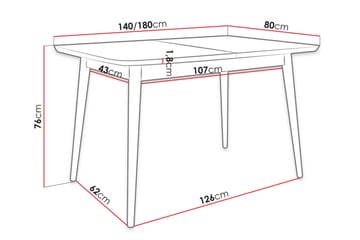 Ingram Utvidbart Rektangulært Spisebord 140 cm i Tre med Malt Tre-utseende - Svart - Møbler - Bord - Spisebord & kjøkkenbord