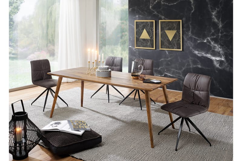 Iviana Rektangulært Spisebord 160 cm i Massivt Tre med Valnøttutseende - Brun - Møbler - Bord - Spisebord & kjøkkenbord