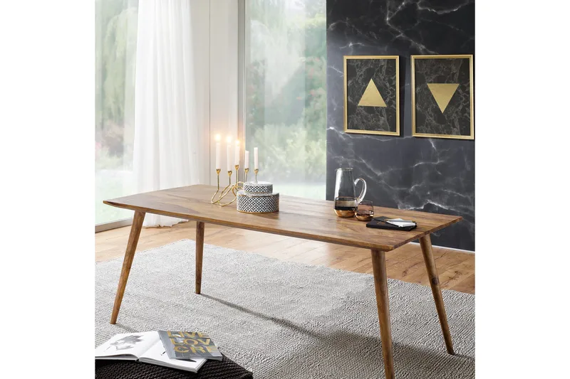Iviana Rektangulært Spisebord 160 cm i Massivt Tre med Valnøttutseende - Brun - Møbler - Bord - Spisebord & kjøkkenbord