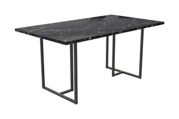 Kaiti Rektangulært Spisebord 163 cm i Metall og Tre med Marmorutseende - Svart - Møbler - Bord - Spisebord & kjøkkenbord