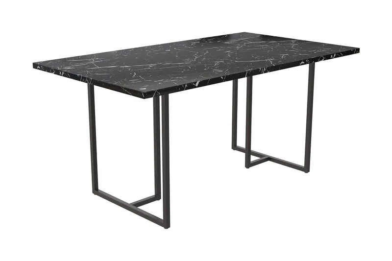 Kaiti Rektangulært Spisebord 163 cm i Metall og Tre med Marmorutseende - Svart - Møbler - Bord - Spisebord & kjøkkenbord
