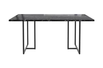 Kaiti Rektangulært Spisebord 163 cm i Metall og Tre med Marmorutseende - Svart - Møbler - Bord - Spisebord & kjøkkenbord