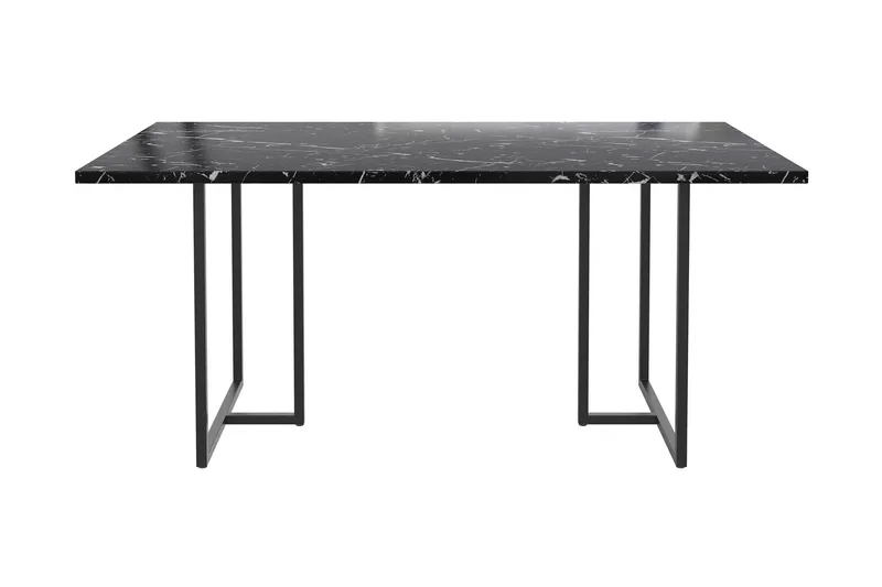 Kaiti Rektangulært Spisebord 163 cm i Metall og Tre med Marmorutseende, Svart