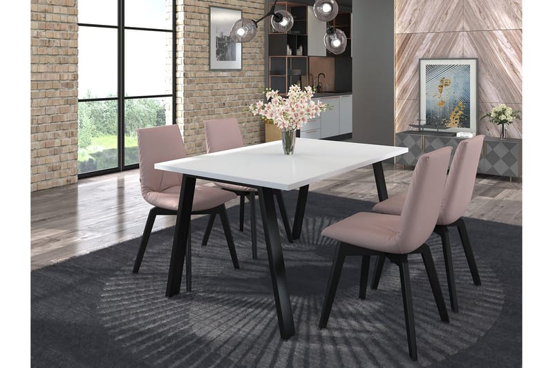 Kleos Spisebord 138 cm - Hvit/Svart - Møbler - Bord - Spisebord & kjøkkenbord