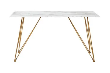 Kreilkamp Rektangulært Spisebord 140 cm med Marmor- og Metallutseende - Hvit - Møbler - Bord - Spisebord & kjøkkenbord