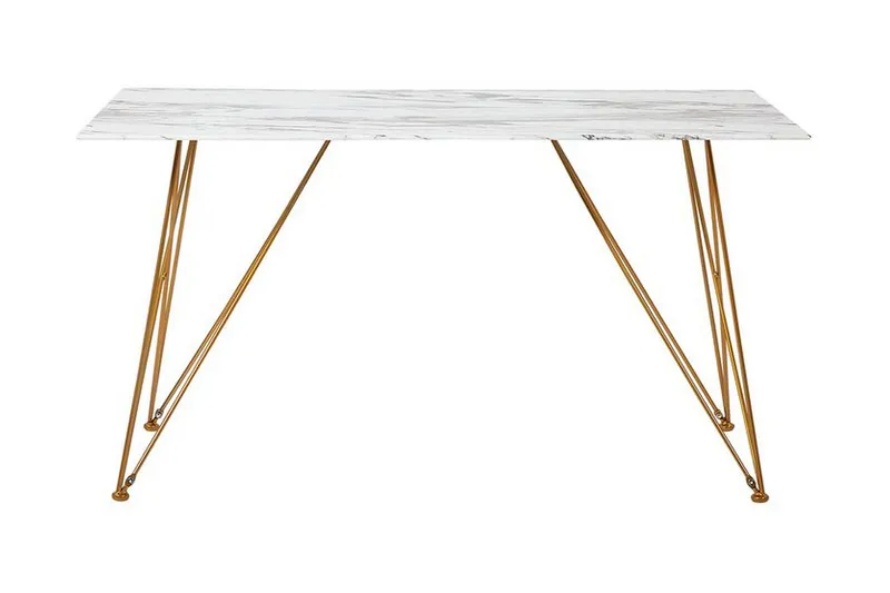 Kreilkamp Rektangulært Spisebord 140 cm med Marmor- og Metallutseende, Hvit