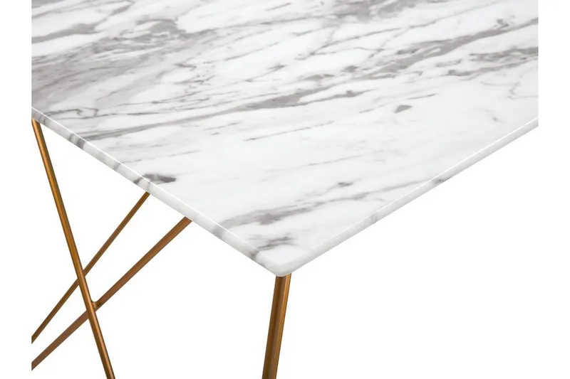 Kreilkamp Rektangulært Spisebord 140 cm med Marmor- og Metallutseende - Hvit - Møbler - Bord - Spisebord & kjøkkenbord