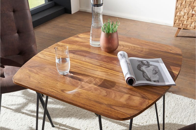 Kristl Kvadratisk Spisebord 80 cm i Tre med Metallben - Brun - Møbler - Bord - Spisebord & kjøkkenbord