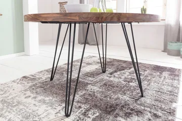 Langner Rundt Spisebord 120 cm i Tre med Metallben - Brun - Møbler - Bord - Spisebord & kjøkkenbord