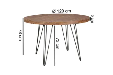 Langner Rundt Spisebord 120 cm i Tre med Metallben - Brun - Møbler - Bord - Spisebord & kjøkkenbord