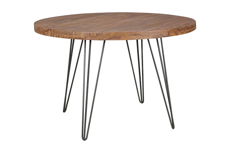 Langner Rundt Spisebord 120 cm i Tre med Metallben - Brun - Møbler - Bord - Spisebord & kjøkkenbord