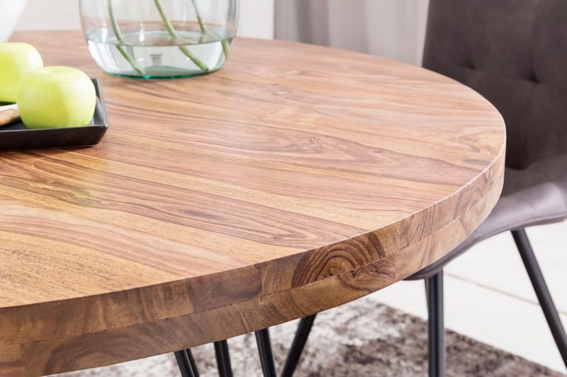 Langner Rundt Spisebord 120 cm i Tre med Metallben - Brun - Møbler - Bord - Spisebord & kjøkkenbord