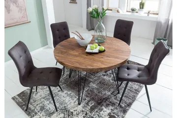 Langner Rundt Spisebord 120 cm i Tre med Metallben - Brun - Møbler - Bord - Spisebord & kjøkkenbord