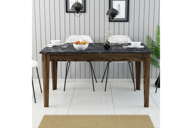 Lissione Spisebord 145x88 cm Brun/Svart - Hanah Home - Møbler - Bord - Spisebord & kjøkkenbord