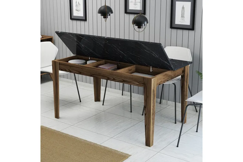 Lissione Spisebord 145x88 cm Brun/Svart - Hanah Home - Møbler - Bord - Spisebord & kjøkkenbord