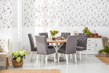 Lyon Vintage Rundt Spisebord 150 cm i Gjenvunnet Furu for 6 Personer - Natur|Hvit - Møbler - Bord - Spisebord & kjøkkenbord