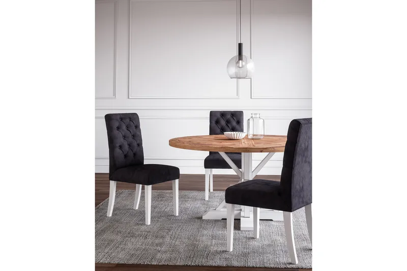 Lyon Vintage Rundt Spisebord 150 cm i Gjenvunnet Furu for 6 Personer - Natur|Hvit - Møbler - Bord - Spisebord & kjøkkenbord