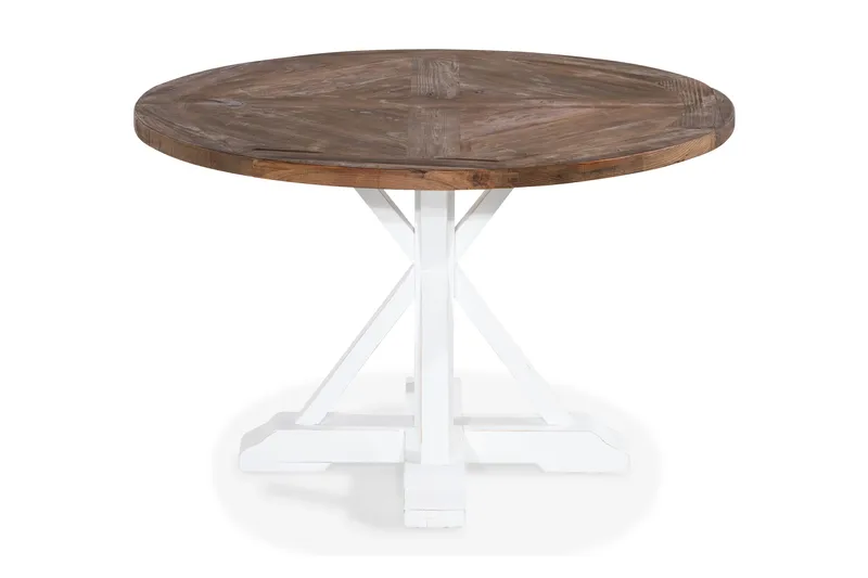 Lyon Vintage Spisebord 120 cm Rund, Natur/Hvit