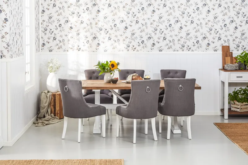 Lyon Vintage Spisebord 200 cm Utvidbart - Natur / Hvit - Møbler - Bord - Spisebord & kjøkkenbord