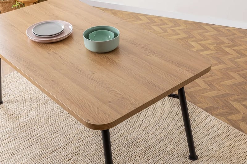Makwana Rektangulært Spisebord 160 cm i Tre med Metallben - Naturell - Møbler - Bord - Spisebord & kjøkkenbord