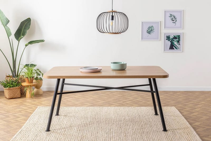 Makwana Rektangulært Spisebord 160 cm i Tre med Metallben - Naturell - Møbler - Bord - Spisebord & kjøkkenbord