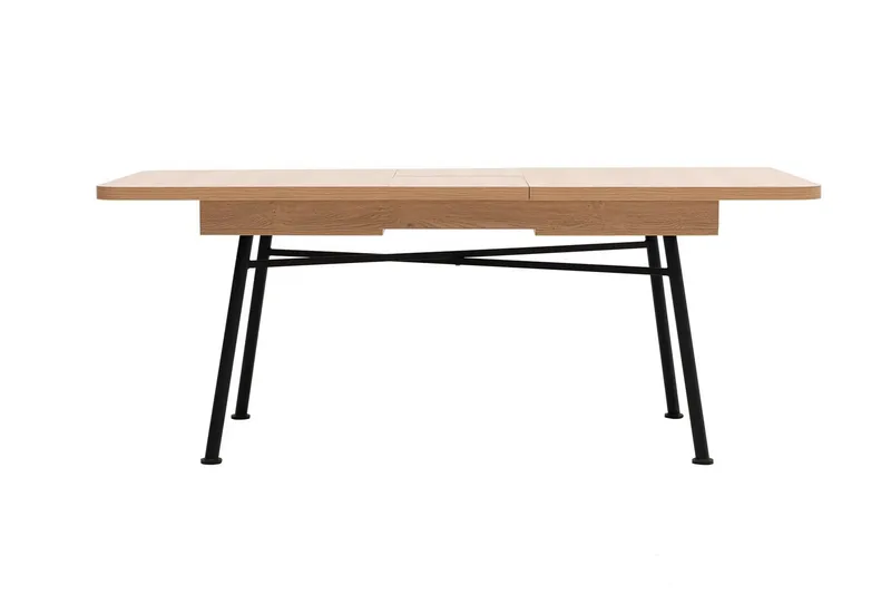 Makwana Utvidbart Rektangulært Spisebord 160 cm i Tre med Metallben - Naturell - Møbler - Bord - Spisebord & kjøkkenbord