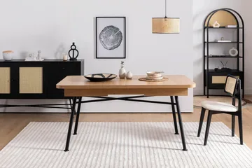 Makwana Utvidbart Rektangulært Spisebord 160 cm i Tre med Metallben - Naturell - Møbler - Bord - Spisebord & kjøkkenbord