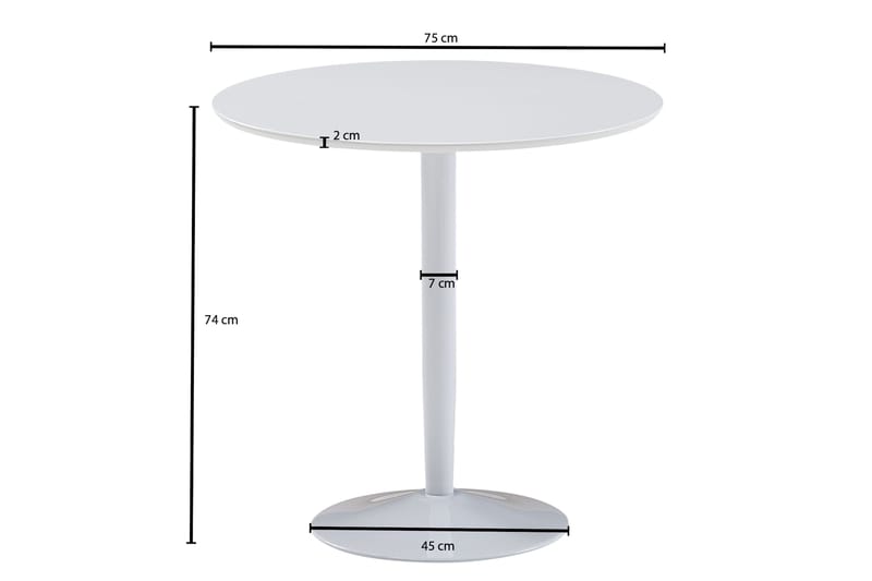 Matbord Rachid 75 cm Rund - Hvit - Spisebord & kjøkkenbord