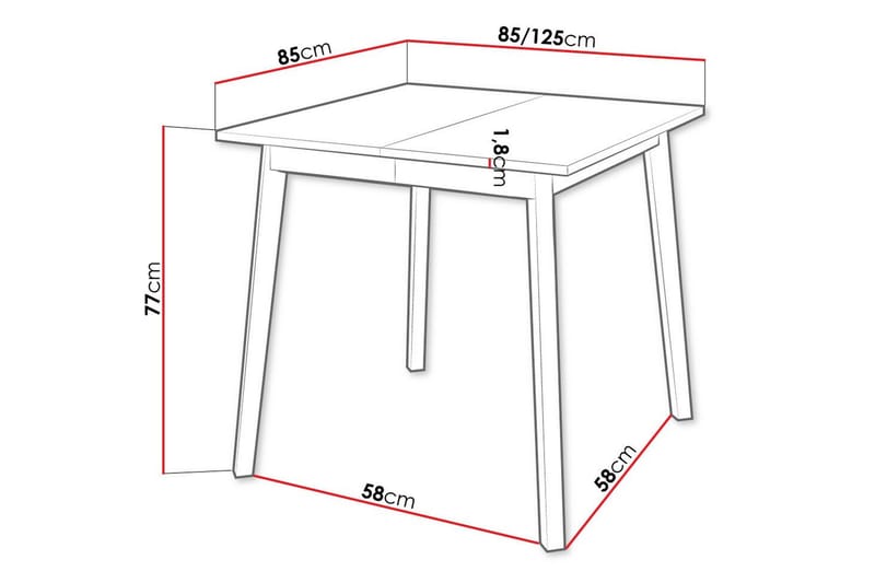 Narberth Lite Uttrekkbart Kvadratisk Spisebord 85 cm med Betong- og Metallutseende - Lysegrå - Møbler - Bord - Spisebord & kjøkkenbord
