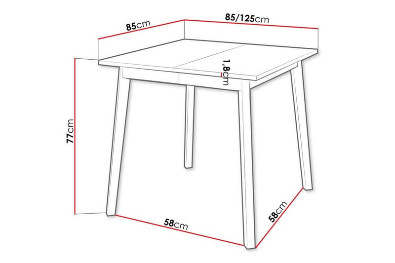 Narberth Lite Uttrekkbart Kvadratisk Spisebord 85 cm med Metallutseende - Hvit - Møbler - Bord - Spisebord & kjøkkenbord