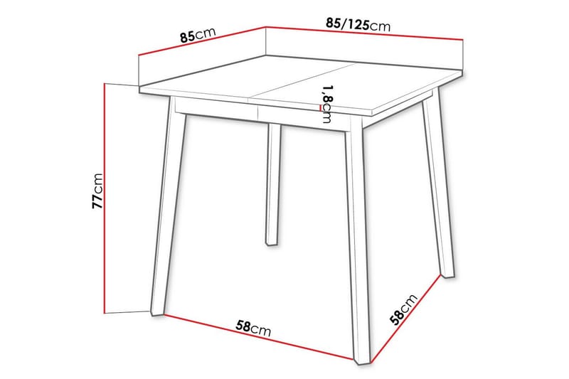 Narberth Lite Uttrekkbart Kvadratisk Spisebord 85 cm med Tre- og Eikeutseende - Svart - Møbler - Bord - Spisebord & kjøkkenbord
