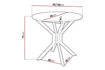 Narberth Lite Uttrekkbart Rundt Spisebord 90 cm med Betong- og Metallutseende - Lysegrå - Møbler - Bord - Spisebord & kjøkkenbord