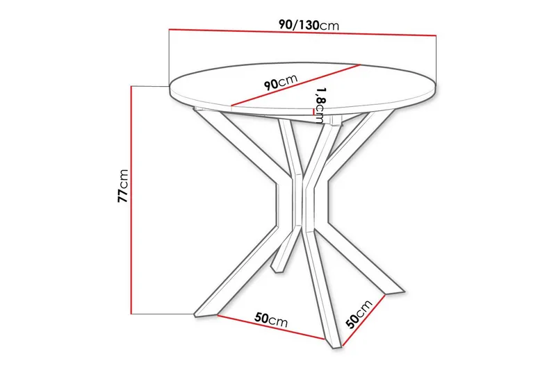 Narberth Lite Uttrekkbart Rundt Spisebord 90 cm med Betong- og Metallutseende - Lysegrå - Møbler - Bord - Spisebord & kjøkkenbord