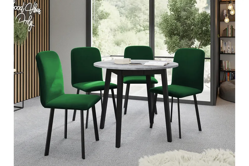 Narberth Lite Uttrekkbart Rundt Spisebord 90 cm med Betonglook - Lysegrå - Møbler - Bord - Spisebord & kjøkkenbord