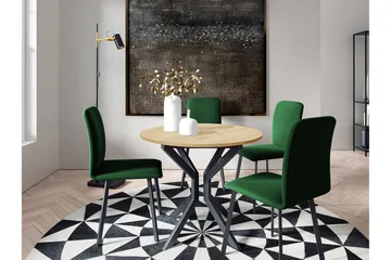 Narberth Lite Uttrekkbart Rundt Spisebord 90 cm med Eik- og Metallutseende - Svart - Møbler - Bord - Spisebord & kjøkkenbord