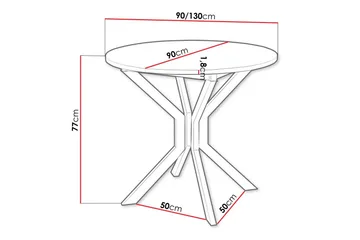 Narberth Lite Uttrekkbart Rundt Spisebord 90 cm med Eik- og Metallutseende - Svart - Møbler - Bord - Spisebord & kjøkkenbord