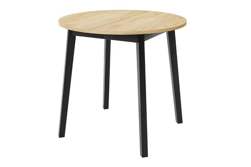 Narberth Lite Uttrekkbart Rundt Spisebord 90 cm med Tre- og Eikeutseende, Svart