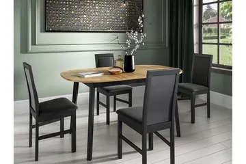 Narberth Uttrekkbart Ovalt Spisebord 150 cm med Tre- og Eikeutseende - Svart - Møbler - Bord - Spisebord & kjøkkenbord