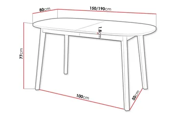 Narberth Uttrekkbart Ovalt Spisebord 150 cm med Tre- og Eikeutseende - Svart - Møbler - Bord - Spisebord & kjøkkenbord
