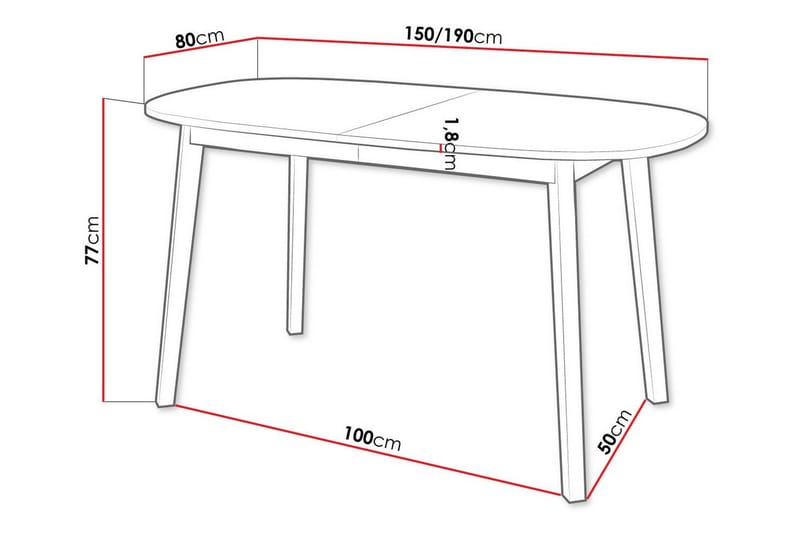 Narberth Utvidbart Oval Spisebord 150 cm i Malt Tre - Hvit - Møbler - Bord - Spisebord & kjøkkenbord
