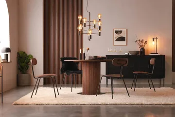 Noira Rundt Lite Spisebord Valnøtt 120 cm - Brun / Ribbet - Møbler - Bord - Spisebord & kjøkkenbord