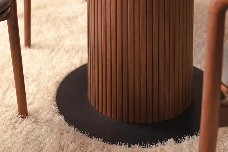 Noira Rundt Lite Spisebord Valnøtt 120 cm - Brun / Ribbet - Møbler - Bord - Spisebord & kjøkkenbord