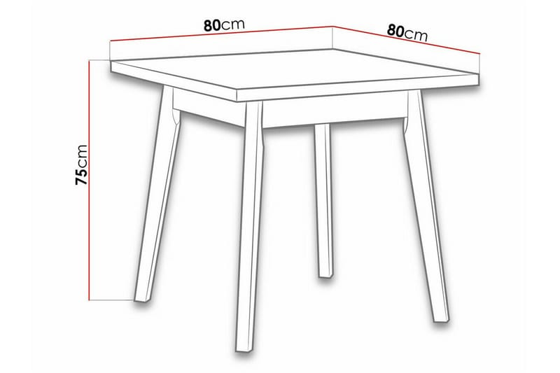 Patrickswell Kvadratisk Spisebord 80 cm med Tre- og Eikutseende, Vinklede Ben - Svart|Brun - Møbler - Bord - Spisebord & kjøkkenbord