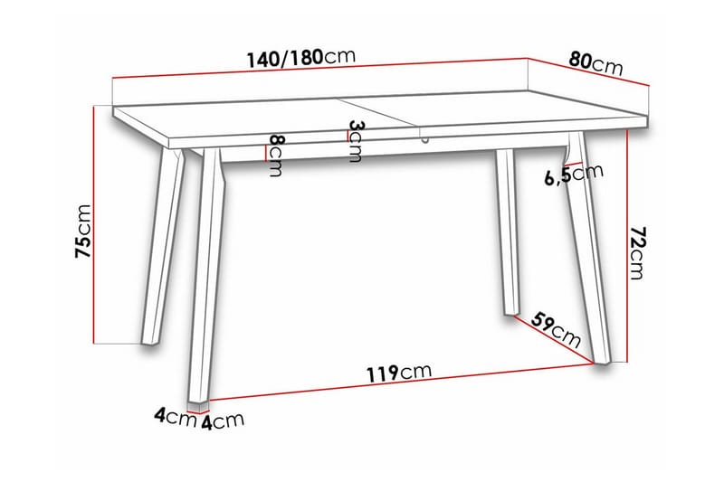 Patrickswell Spisebord 80 cm - Hvid - Møbler - Bord - Spisebord & kjøkkenbord