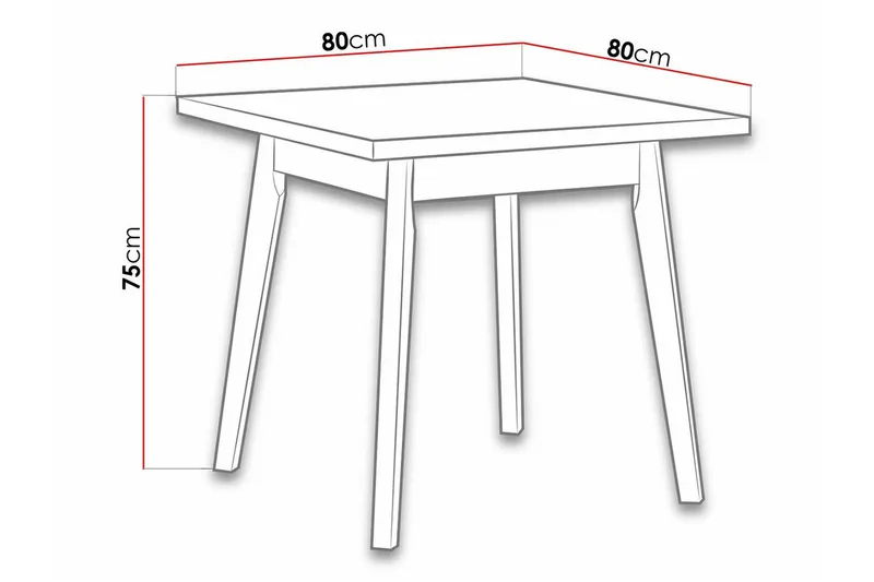 Patrickswell Uttrekkbart Kvadratisk Spisebord 80 cm i Tre med Eikeutseende - Hvit - Møbler - Bord - Spisebord & kjøkkenbord
