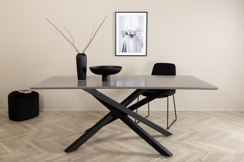 Piazza Rektangulært Spisebord 190 cm i Tre med Valnøtt- og Metallutseende - Svart - Møbler - Bord - Spisebord & kjøkkenbord