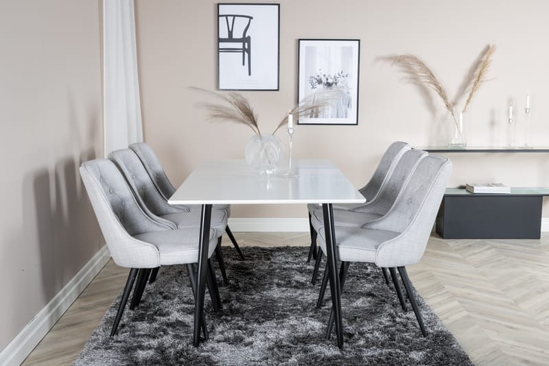 Polar Rektangulært Spisebord 180 cm i Tre med Metallutseende - Hvit - Møbler - Bord - Spisebord & kjøkkenbord