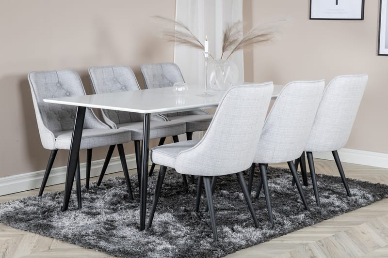 Polar Rektangulært Spisebord 180 cm i Tre med Metallutseende - Hvit - Møbler - Bord - Spisebord & kjøkkenbord